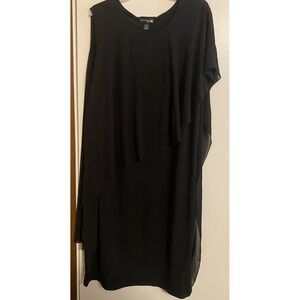 NWT Antthony Original Women's Sz 1X Black One Side Sleeveless Cape Sheath Dress